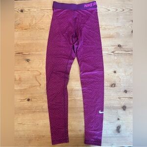 Vintage Nike Women’s Dri-Fit Magenta Polka Dot Leggings Size XS